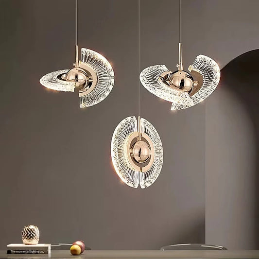 Modern Rose Gold LED Pendant Light — Bedroom & Living Room Chandelier