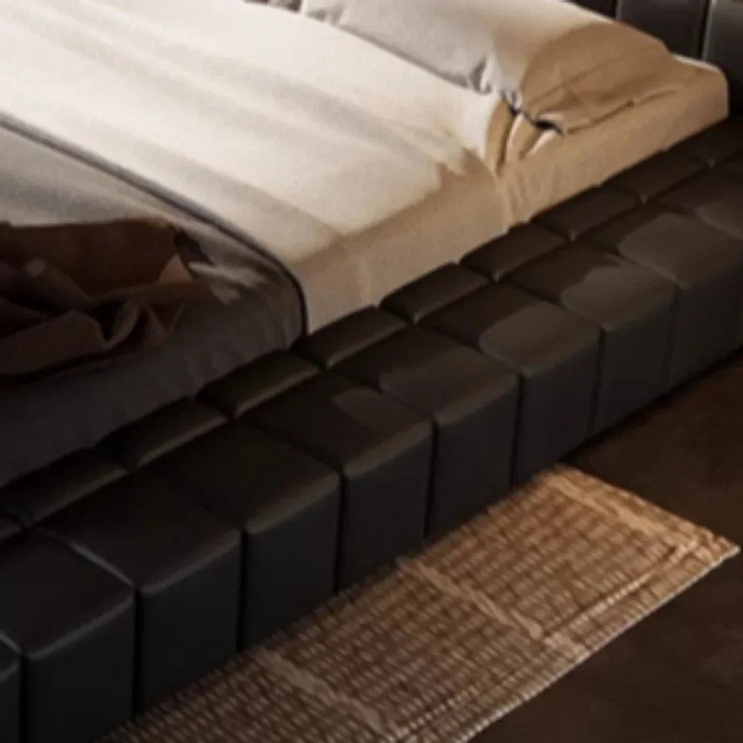 Minimalist Upholstered Headboard Bed — Full Size Lounge Frame