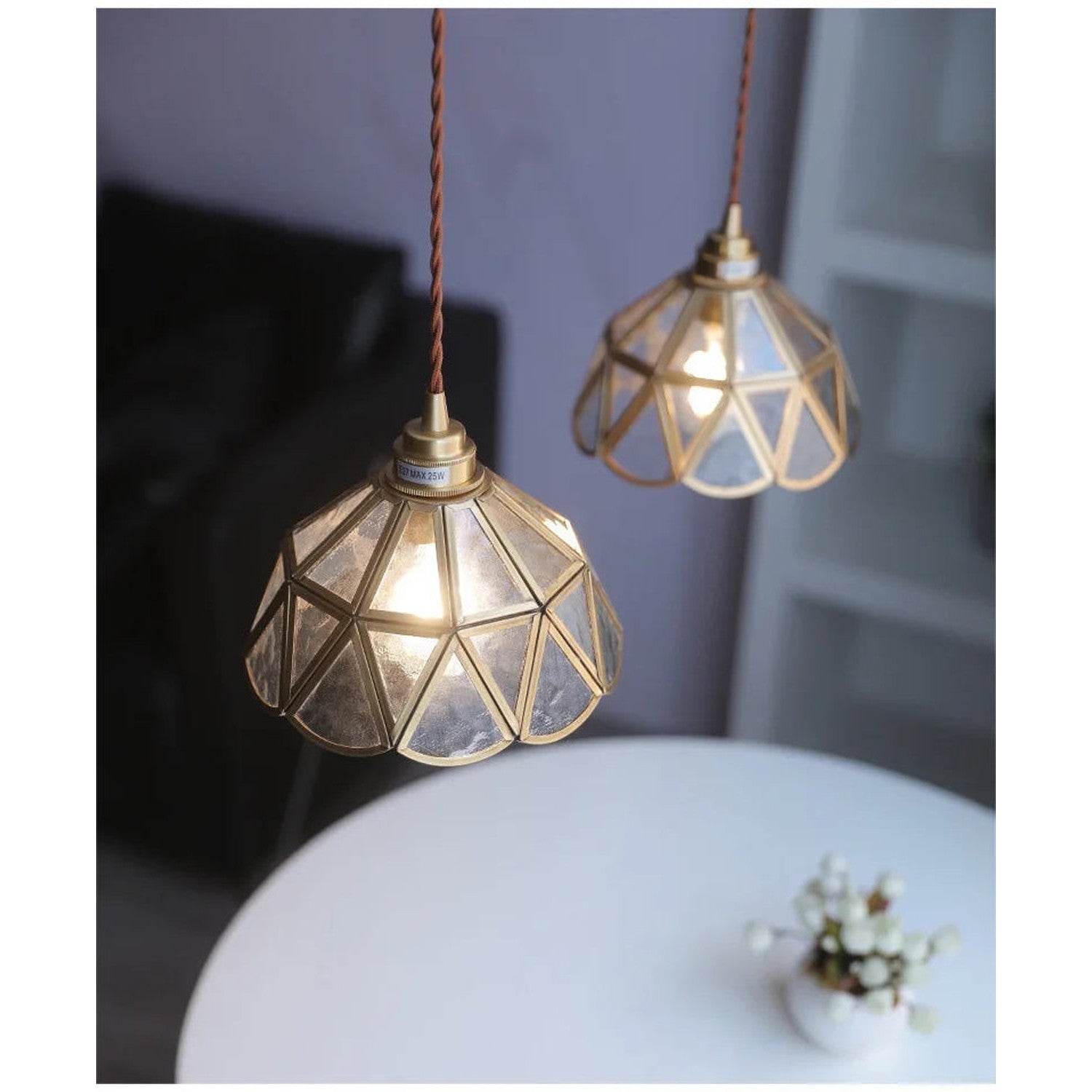 Retro Brass Glass Pendant Light