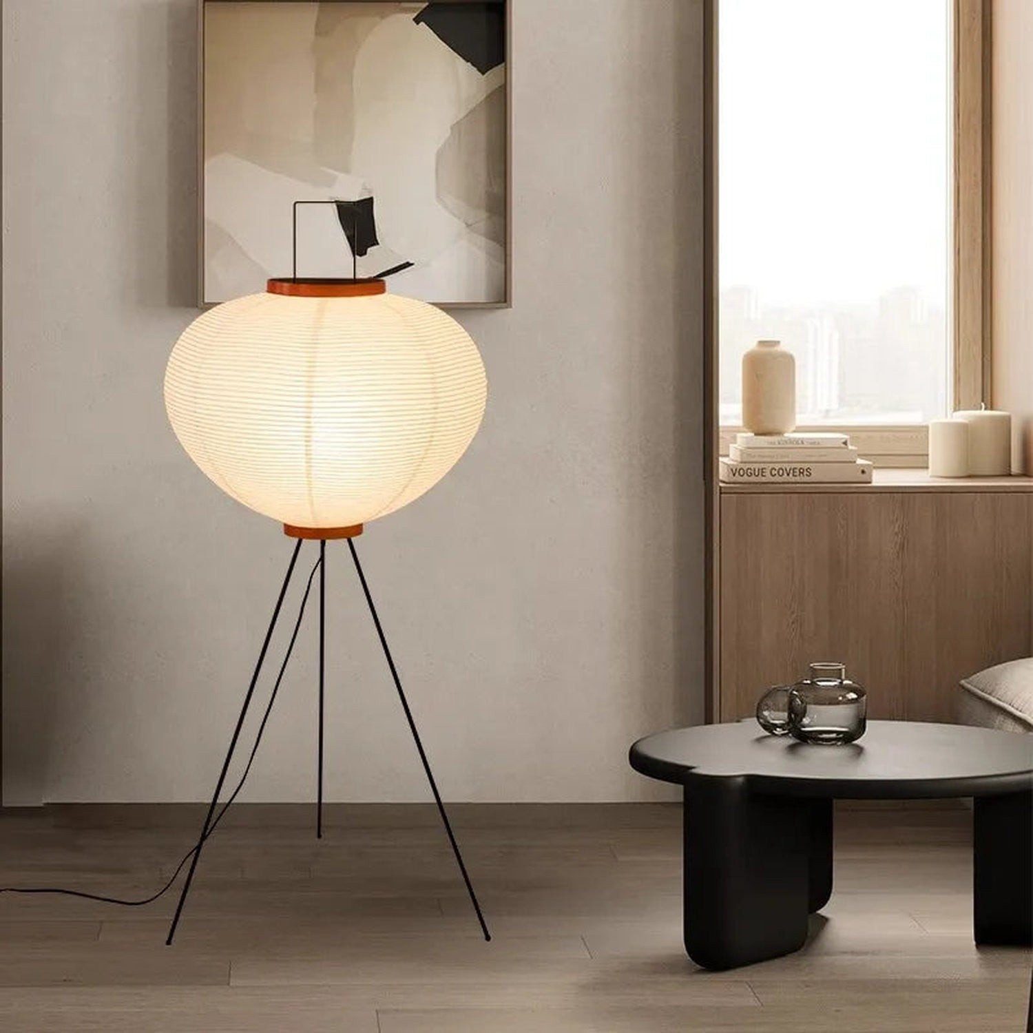 Wabi-Sabi Rice Paper Floor Lamp – Noguchi Style