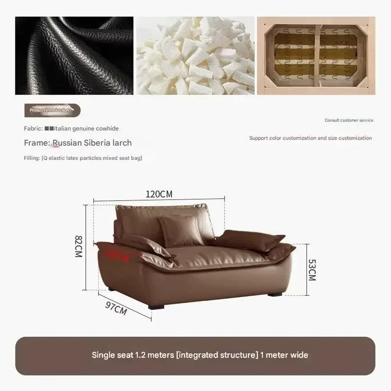 Luxury Genuine Leather Sofa — Designer Modular Living Room Seating