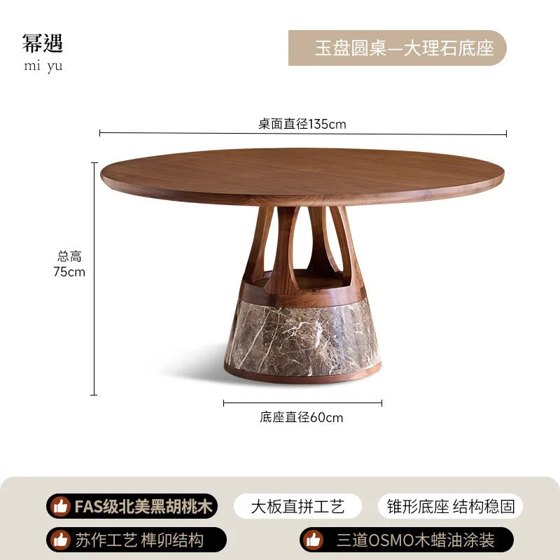 Mid-Century Round Dining Table — Solid Wood, Seats 4