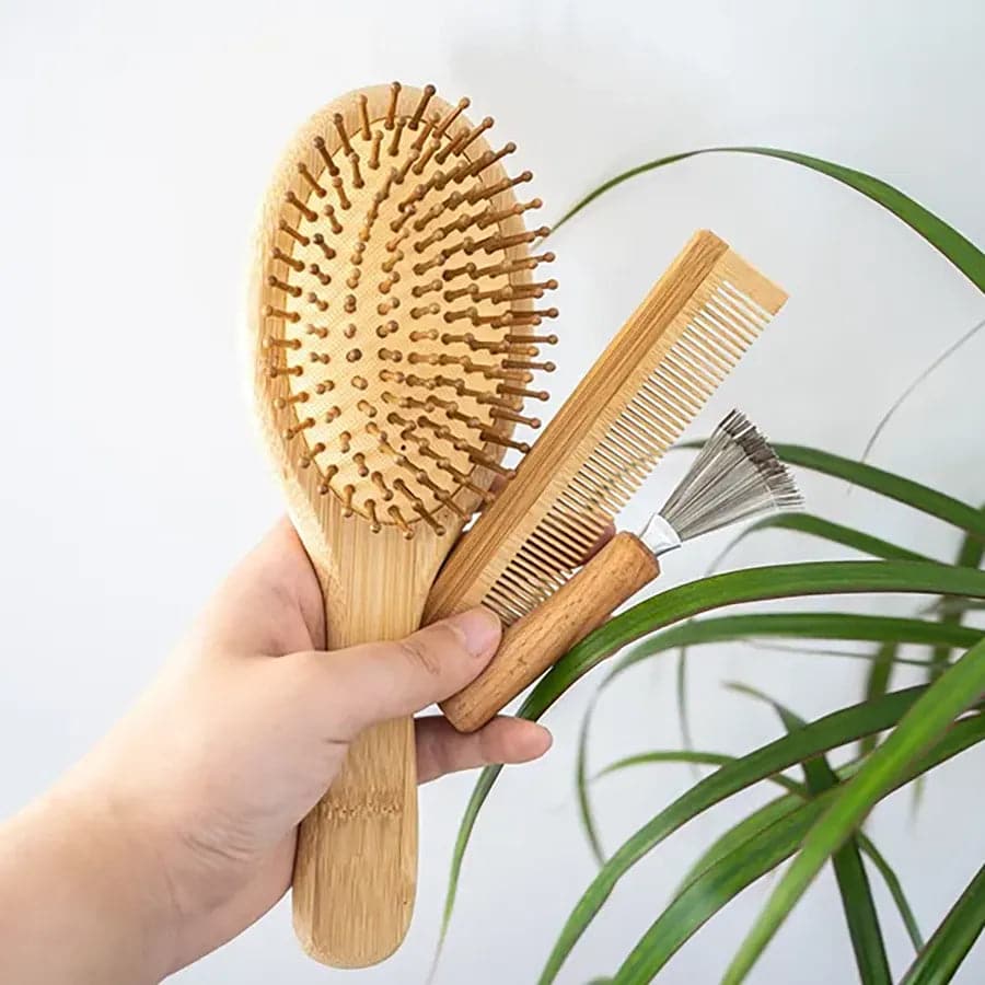 Bamboo Hair Brush Set for Gentle Locks