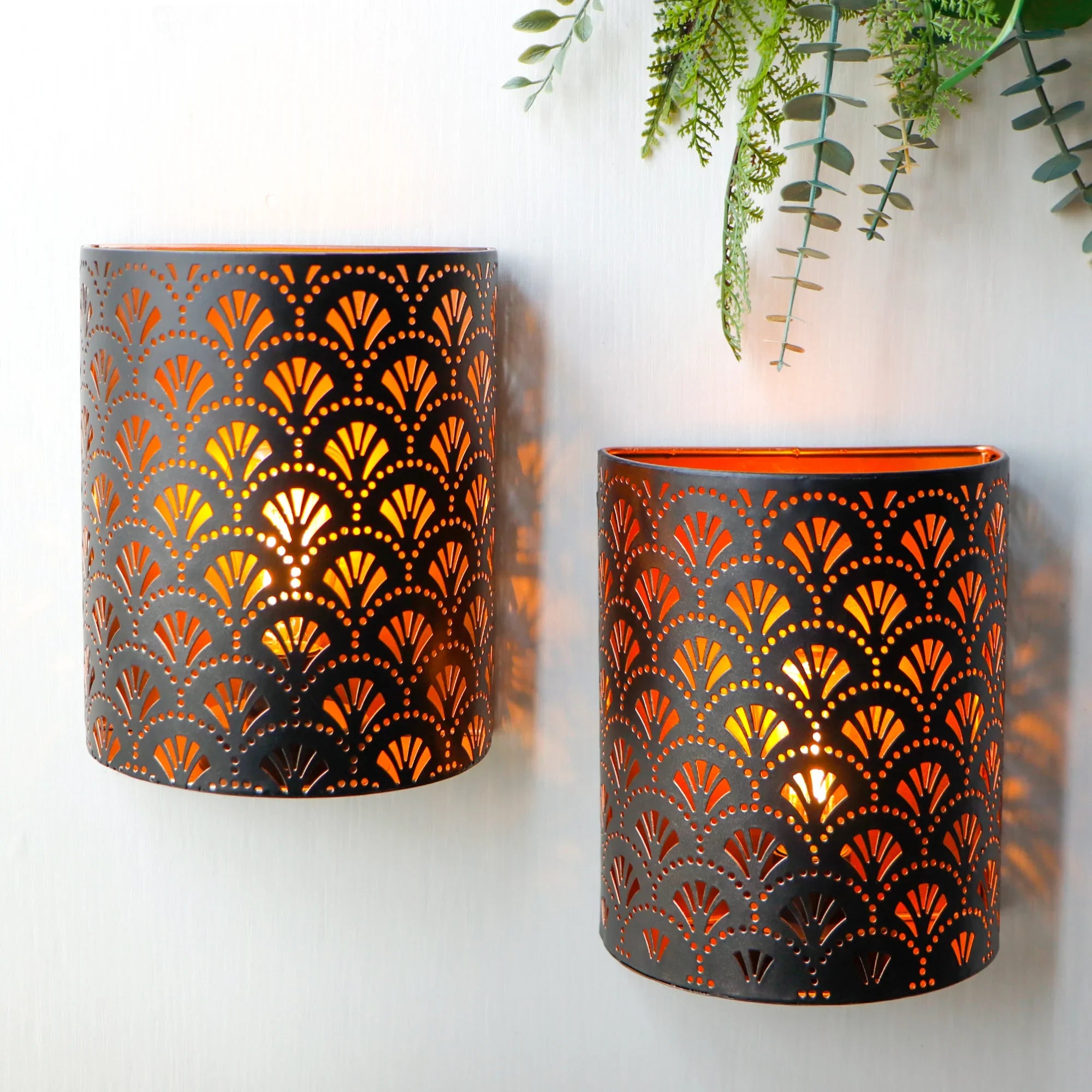 Flabellum Matte Black & Gold Wall Sconce, Set of 2
