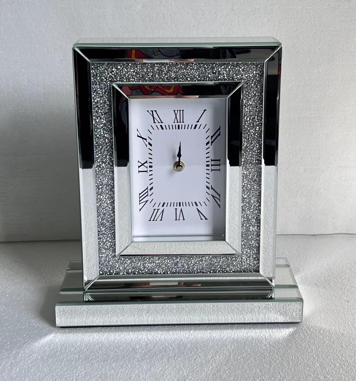 Pendulum Table Clock with Glass Decor for Fireplace