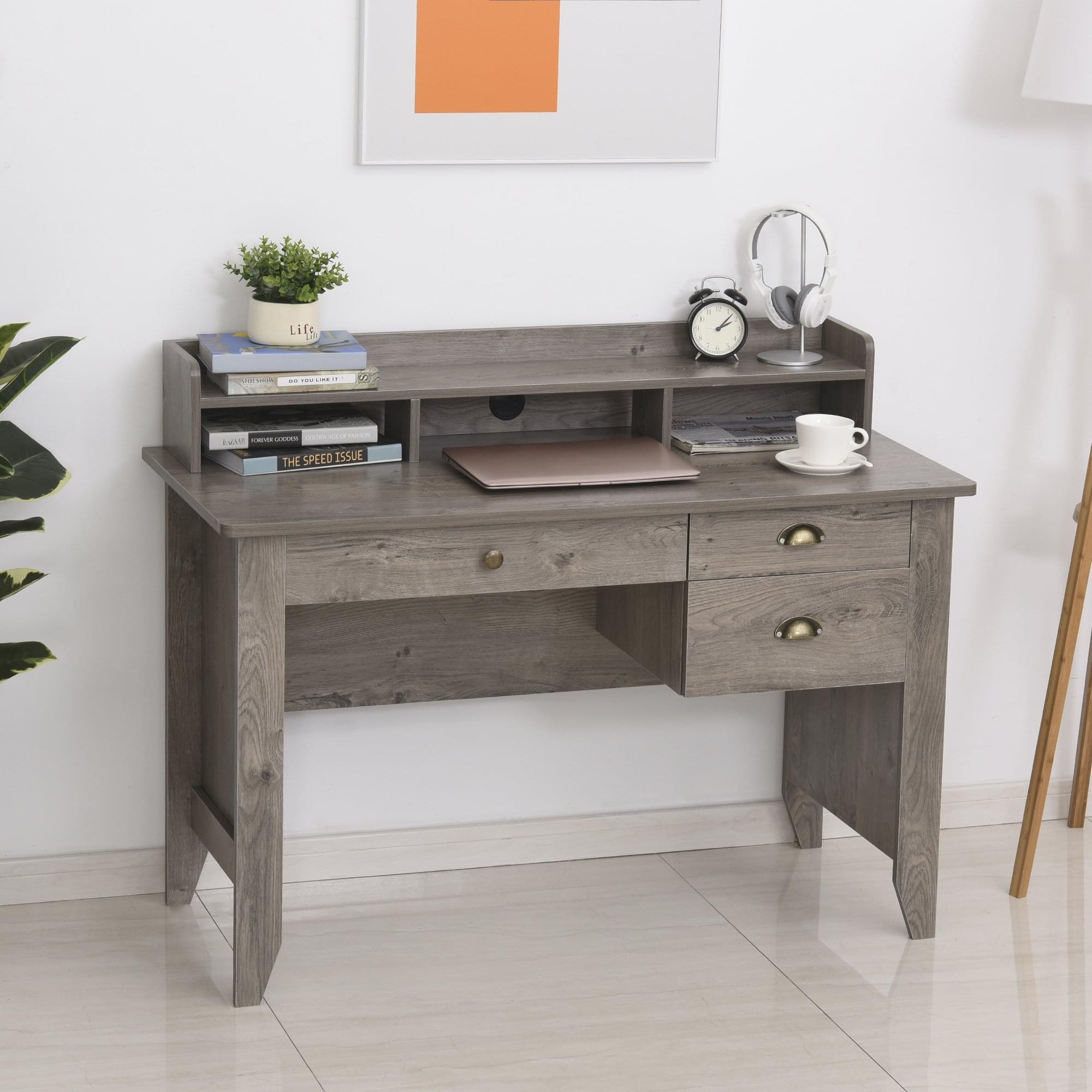 Modern Home Office Desk with Drawer & Storage