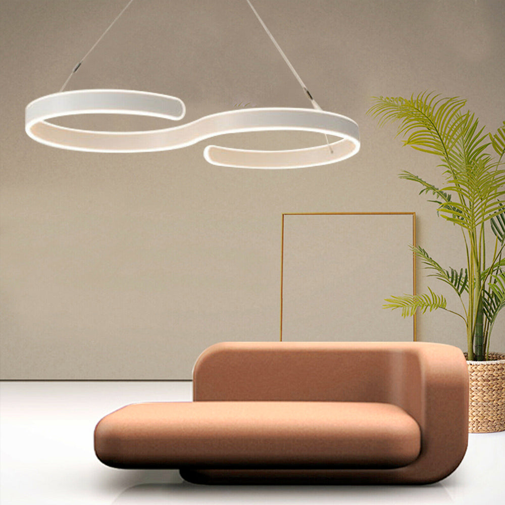 Contemporary swirl shaped LED light fixture - acrylic ceiling lamp detail
