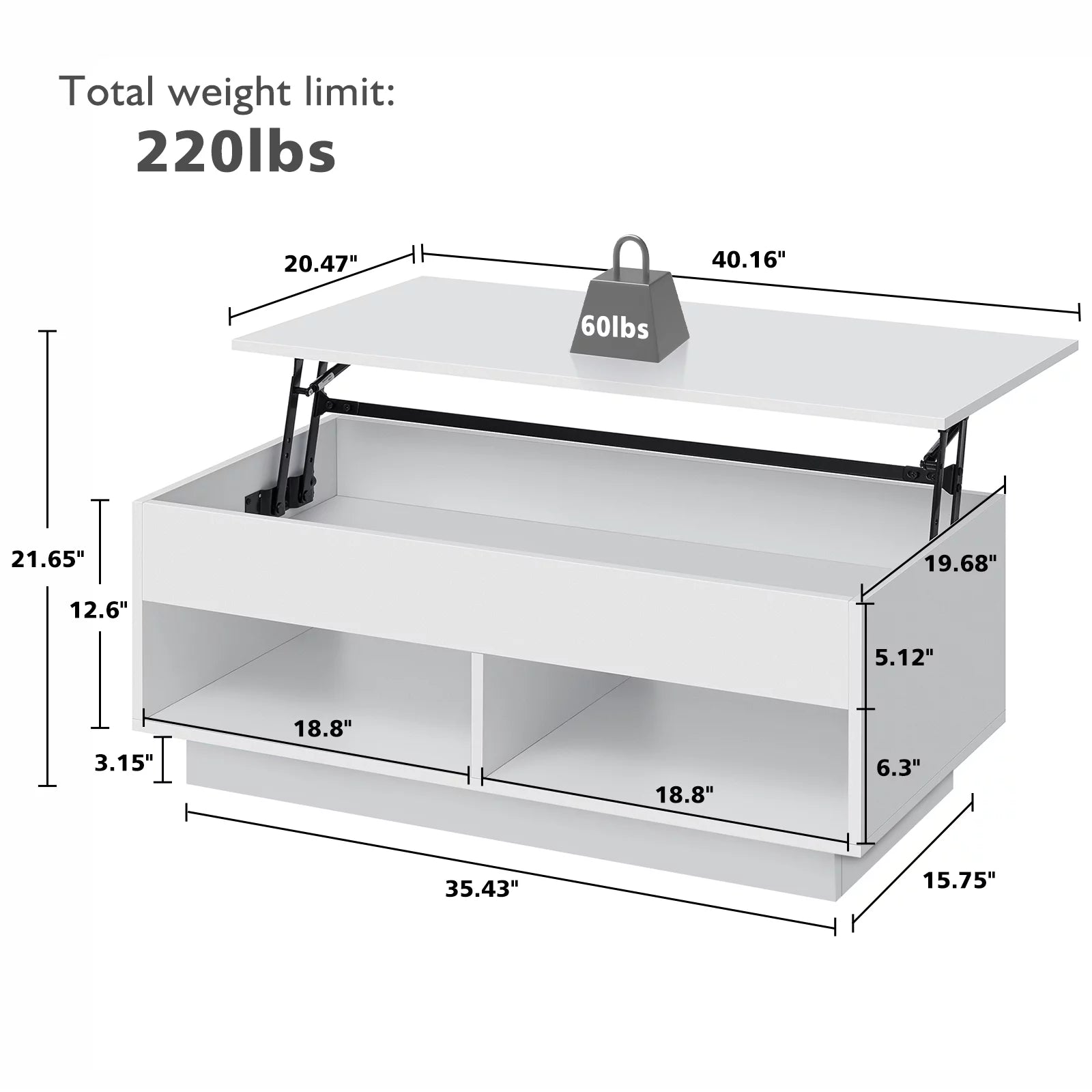 Light Up the Room — LED Lift Top Coffee Table with Hidden Storage in High Gloss White