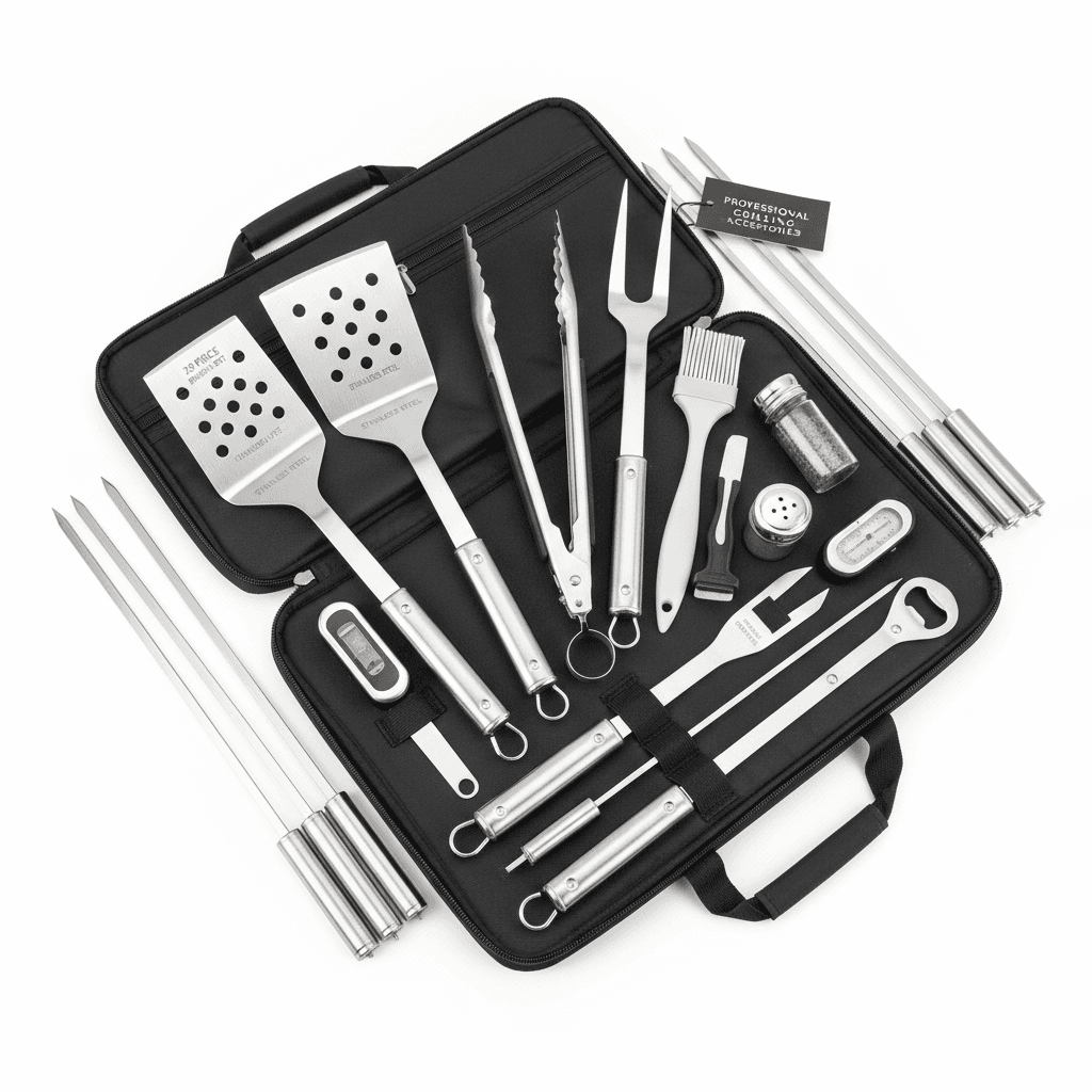 BBQ Grill Tool Set – 29-Piece Stainless Steel Kit with Storage Bag
