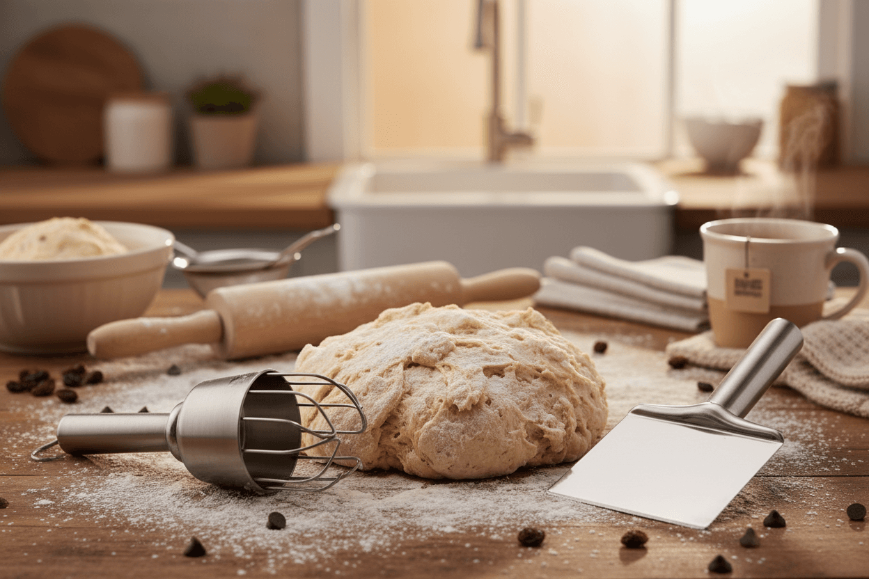 Dough Blender & Pastry Cutter Set – Stainless Steel with Bench Scraper