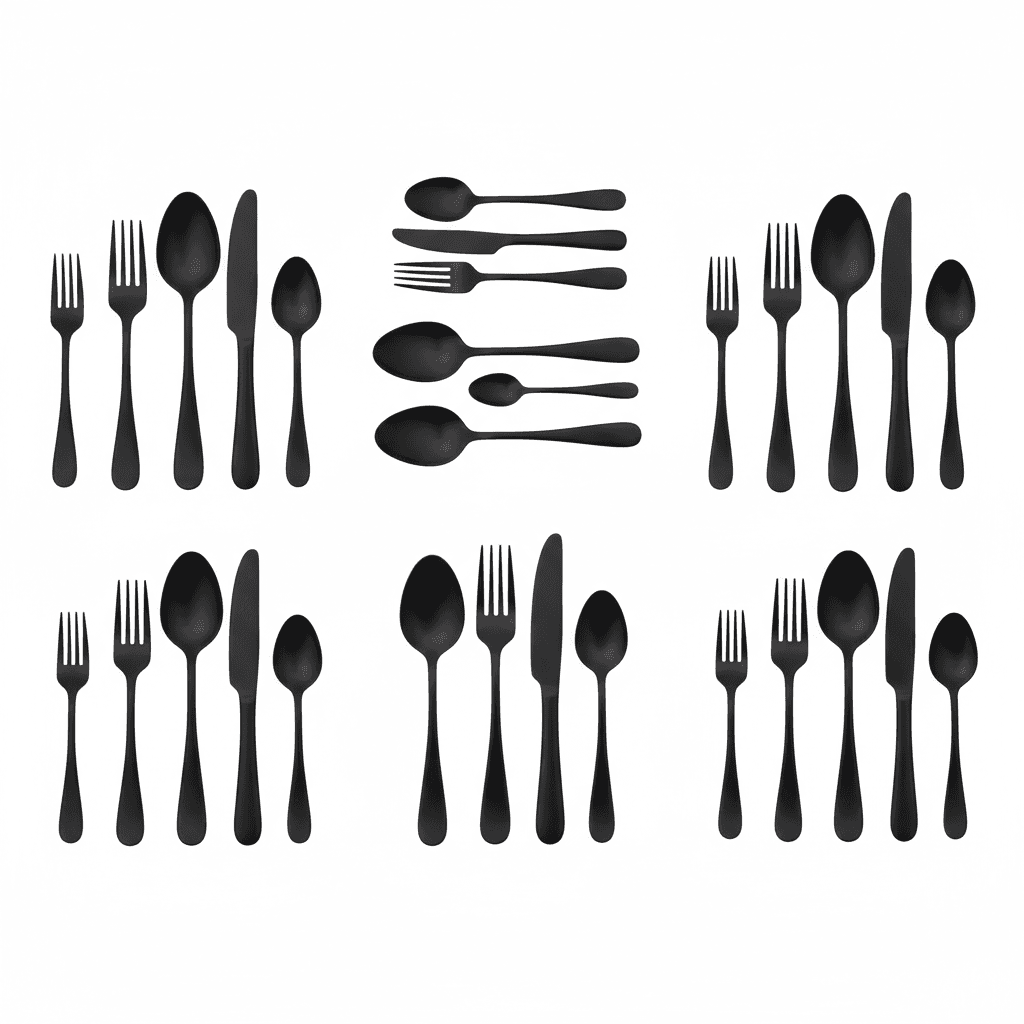 Matte Black Flatware Set – 20-Piece Stainless Steel, Service for 4