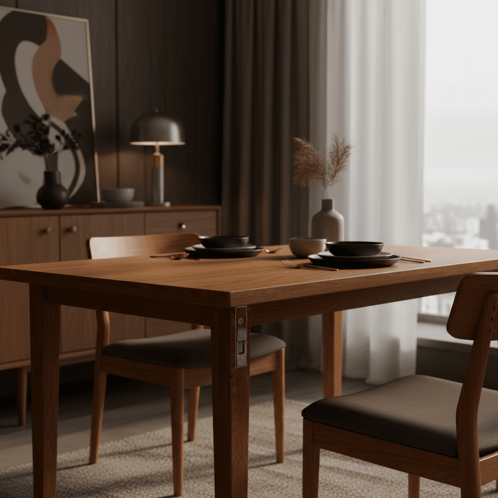 Power at the Table — Dark Luxury Mid-Century Dining Table