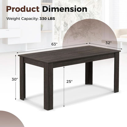 The Farmhouse Long Table — 63" Grey Wood Dining Table for 4–6