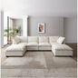 Modular Linen Sectional Sofa with Ottoman