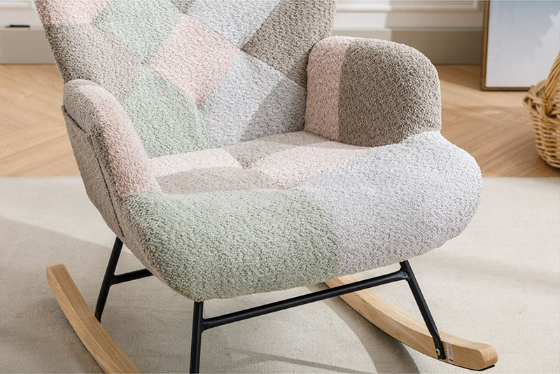 Modern Patchwork Rocking Chair  Macaron Edition