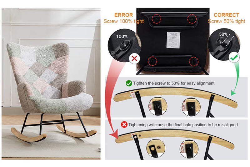 Modern Patchwork Rocking Chair  Macaron Edition