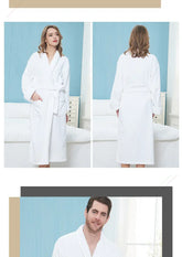 Terry Robe Women 100% Cotton Bathrobe Lovers Brown Robes Men Bathrobe Solid Towel Fleece Long Sleepwear Bridesmaid Robe White Jonine’s Corner