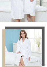 Terry Robe Women 100% Cotton Bathrobe Lovers Brown Robes Men Bathrobe Solid Towel Fleece Long Sleepwear Bridesmaid Robe White Jonine’s Corner