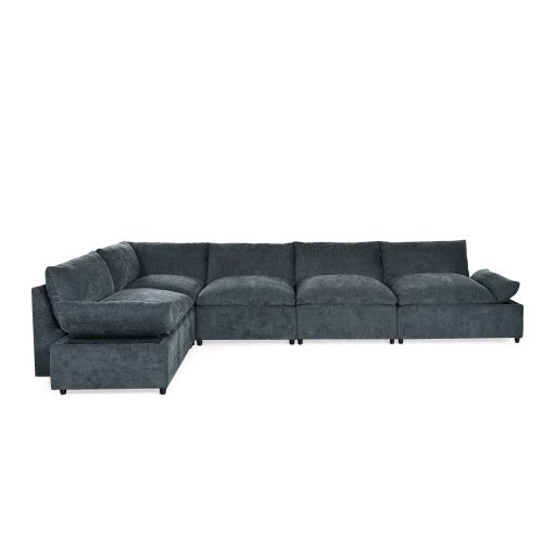 Modular Deep Gray Sectional Sofa with Storage