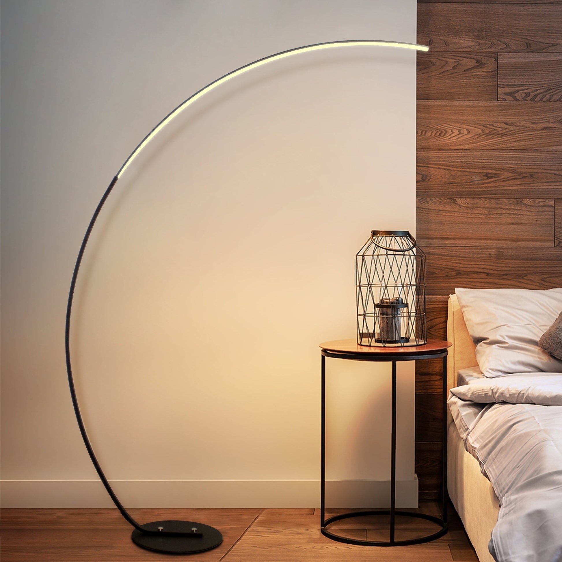 RGBW curve floor lamp lifestyle - contemporary living room floor lighting