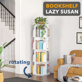 4-Tier Rotating Bookshelf Tower — White Spinning Bookcase, 50"H ShipItFurniture