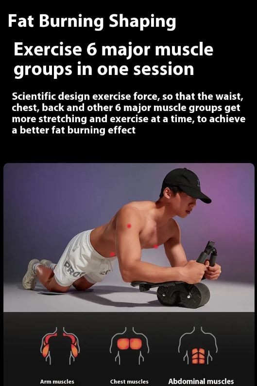 Roll Out, Spring Back — Automatic Rebound Ab Wheel for Home Core Training.