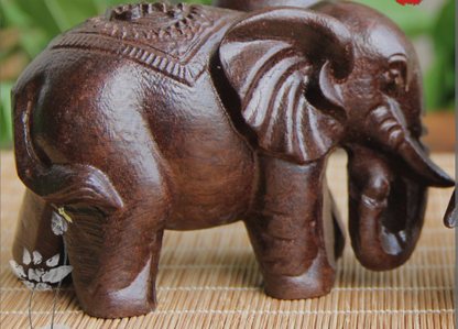 Black Sandalwood Carved Elephant Figurine (One Piece)