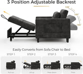 Black Upholstered Sleeper Chair Pull Out Bed For Small Rooms-3
