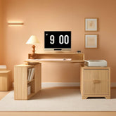 67-Inch L-Shaped Desk with Integrated Power Outlet & Monitor Stand Jonine&
