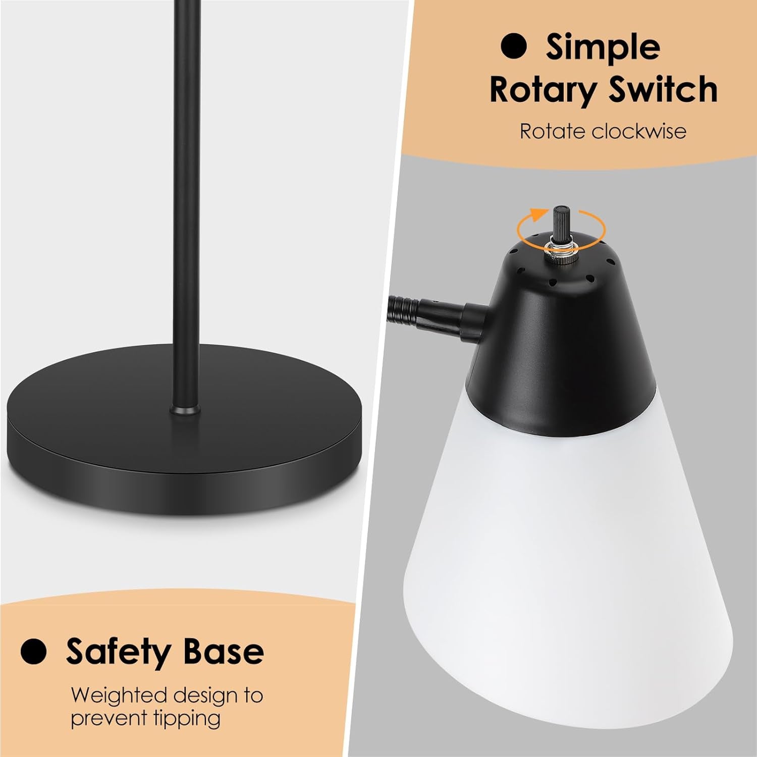 Black Floor Lamp with Adjustable Gooseneck, LED Bulb & Illuminated Shade Jonine&