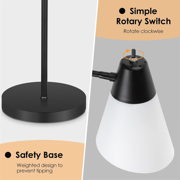 Black Floor Lamp with Adjustable Gooseneck, LED Bulb & Illuminated Shade Jonine&