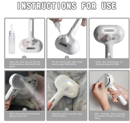 Pet Hair Spray Brush — Detangling & Conditioning Grooming Brush for Dogs & Cats