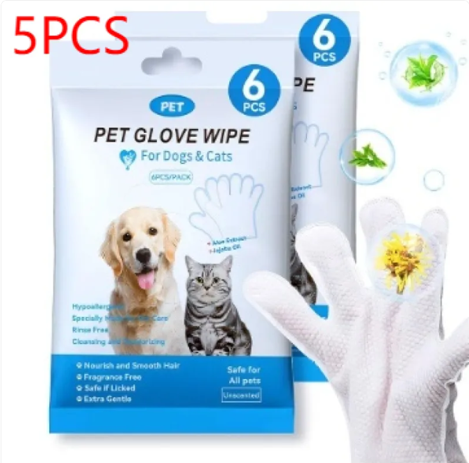 Pet Cleaning Gloves & Wipes — Grooming & Bathing Set for Dogs & Cats