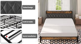 ANCTOR Twin/TwinXL/Full/Queen/King/CaliforniaKing Bed Frames, Storage Headboard with Outlets, No Noise, No Box Springs Needed Jonine&