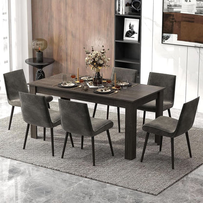 The Farmhouse Long Table — 63" Grey Wood Dining Table for 4–6