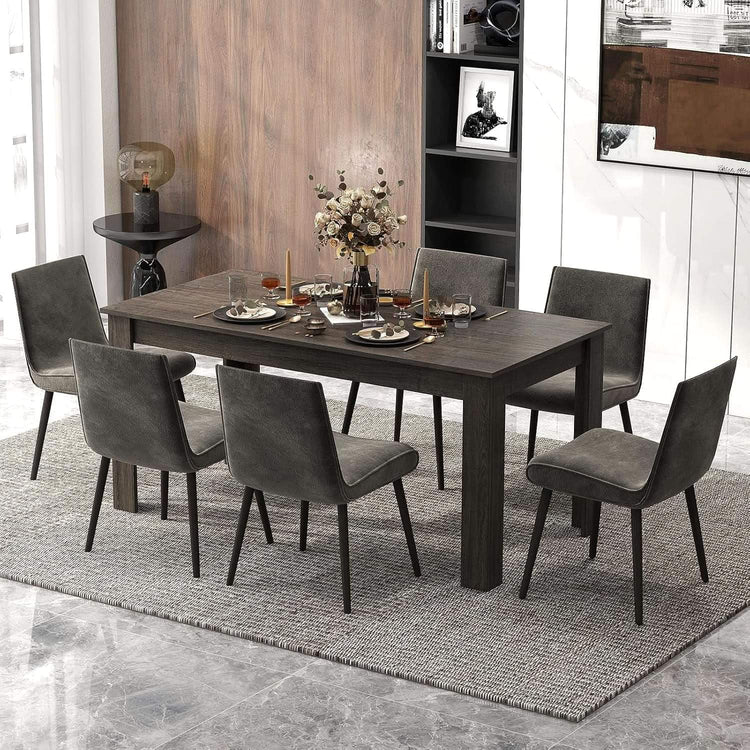 63 Inch Wood Dining Table For 4 To 6 People Grey Ideal For Dining Room-3
