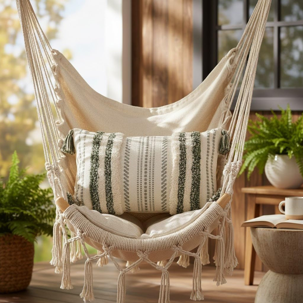 Boho Lumbar Decorative Throw Pillow Covers for Bed Bedroom Neutral Accent Cushion Cover Grey Tufted Woven Pillow Case, 12X20, Green and White