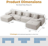 160-Inch U-Shaped Modular Sectional Sofa Camel Ottoman-1