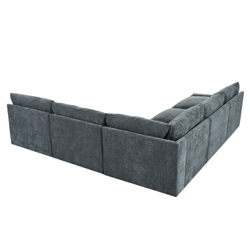 LuneluX_Home  115.5" Modular Deep Gray Sectional Sofa with Storage &amp;