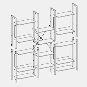 VASAGLE Bookshelf, 14 Shelves, Metal Rack for living room Study office Industrial Design