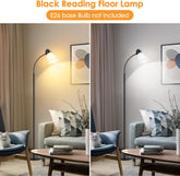 Black Floor Lamp with Adjustable Gooseneck, LED Bulb & Illuminated Shade Jonine&