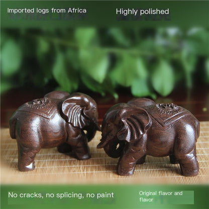 Black Sandalwood Carved Elephant Figurine (One Piece)