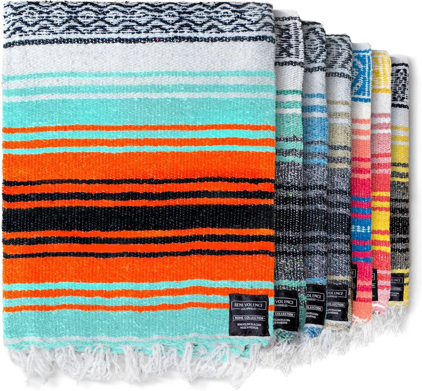 Authentic Handwoven Mexican Blanket - Yoga Blankets, Outdoor, Picnic, Beach, Camping - Equestrian Saddle - Serape 50X70 Inches - Bright Mandarin, Pack of 1