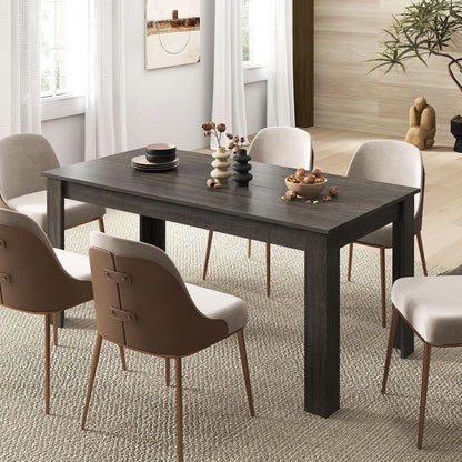 The Farmhouse Long Table — 63" Grey Wood Dining Table for 4–6