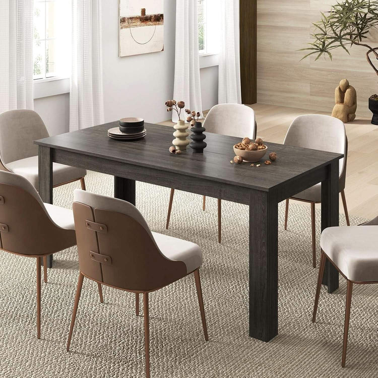 63 Inch Wood Dining Table For 4 To 6 People Grey Ideal For Dining Room-2