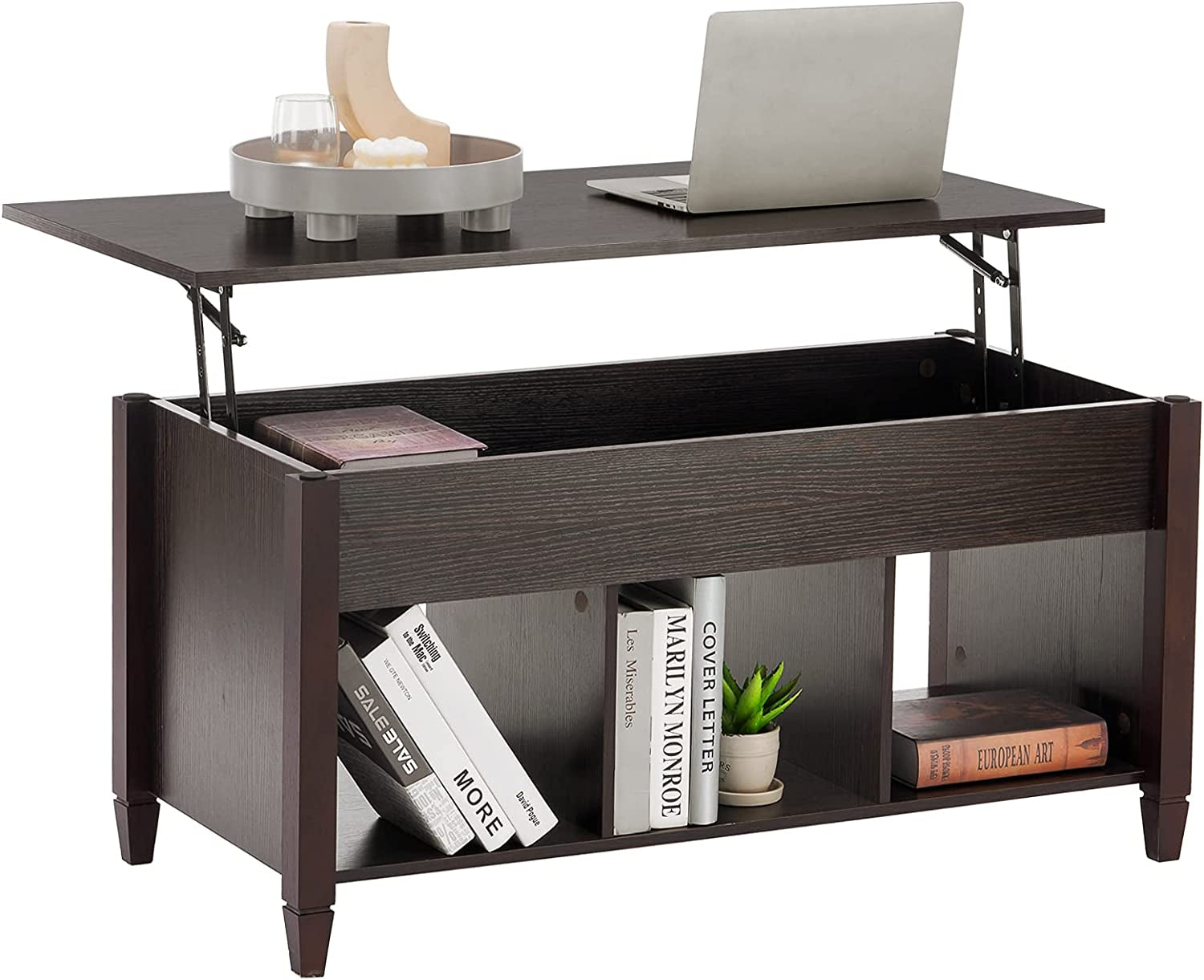 The Table That Does More  Lift Top Coffee Table with Hidden Compartment &amp; Open Shelves