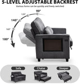 55-Inch Convertible Sleeper Sofa with USB Charging, Fold-Out Table & Corduroy Fabric Jonine&