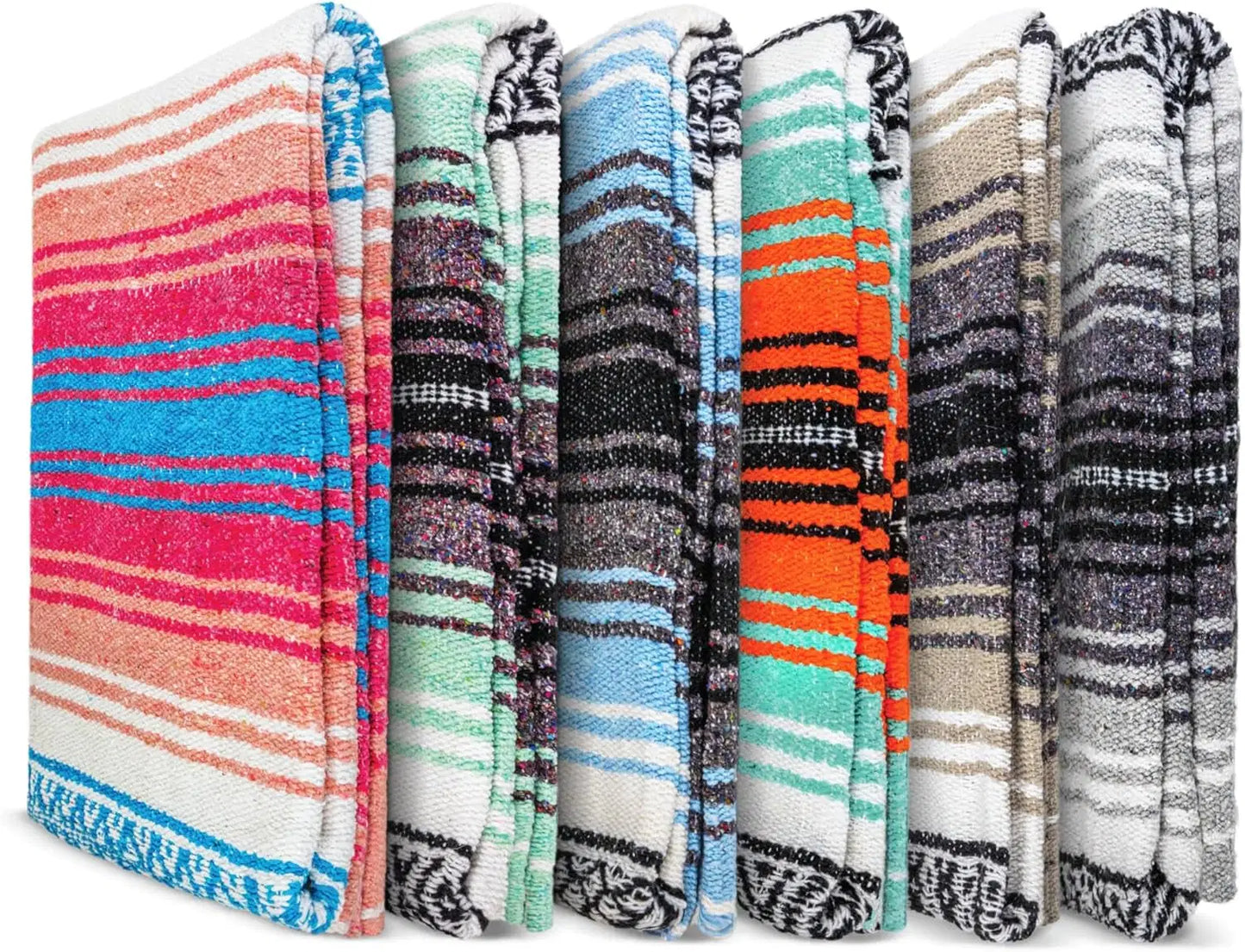 Authentic Handwoven Mexican Blanket - Yoga Blankets, Outdoor, Picnic, Beach, Camping - Equestrian Saddle - Serape 50X70 Inches - Bright Mandarin, Pack of 1
