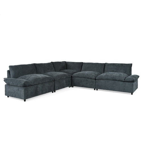 Modular Deep Gray Sectional Sofa with Storage