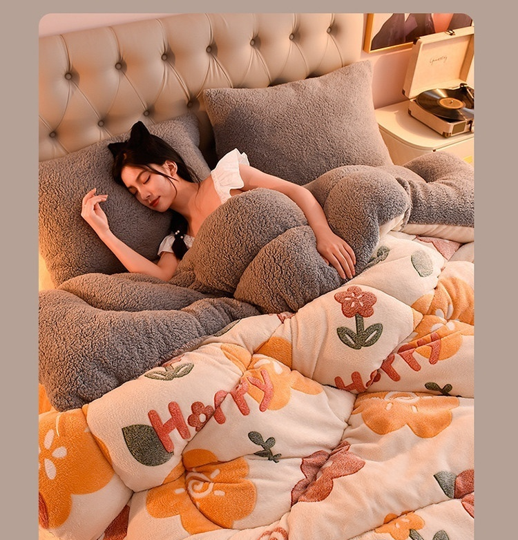 Lamb Fleece Blanket Winter Comforter Thickened Quilts Double-sided Velvet Warm Quilt Single Double Dormitory Milk Fleece Core Jonine&